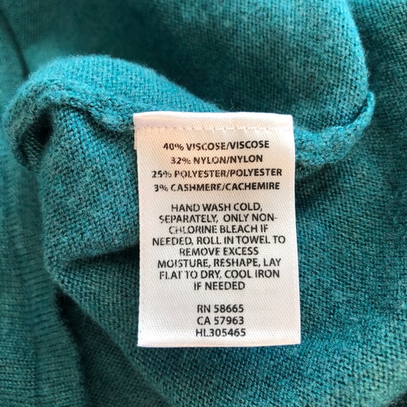 Trouve Nordstrom Cashmere Blend Teal Blue Knit Sweater Sz S Long Sleeve Pullover - Picture 6 of 6
